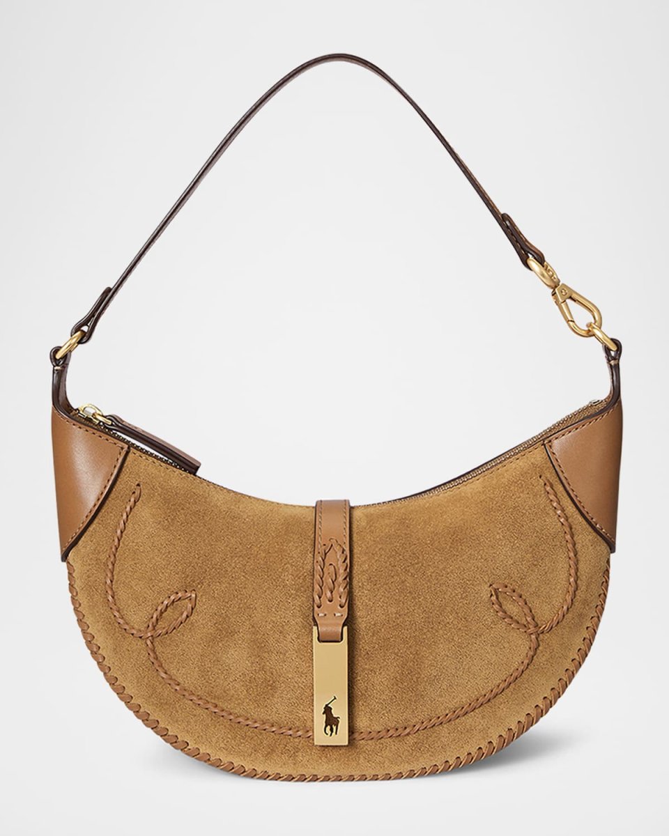 Polo ID Mini Whipstitch Suede Shoulder Bag
